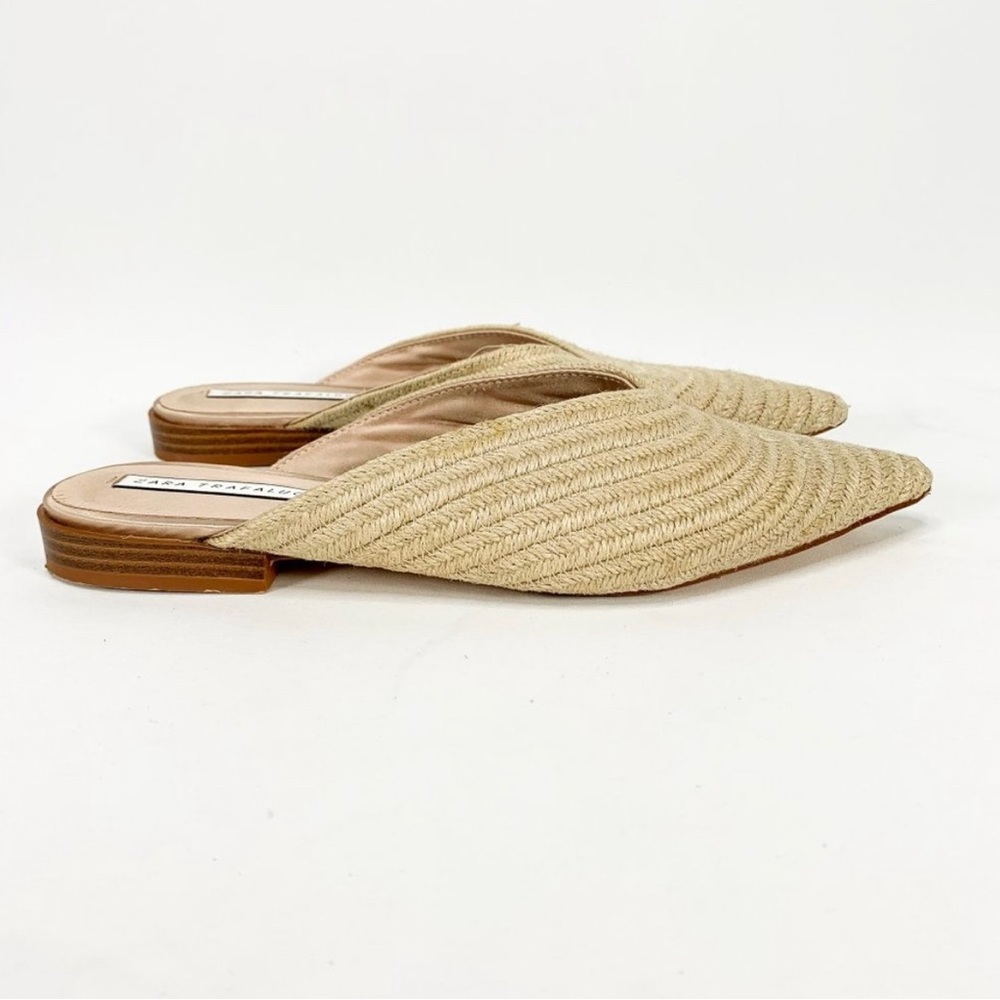 ZARA TRAFALUC Raffia Pointed Woven Straw Sandals